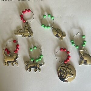 Metal Cat Wine Charms